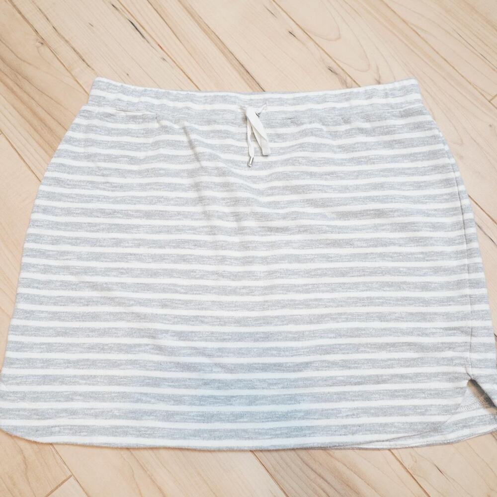 Dakini Grey & White Striped French Terry Drawstring Skirt Casual Clean Girl XL